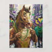 Happy Mardi Gras Brown Horse Postkarte (Vorderseite)