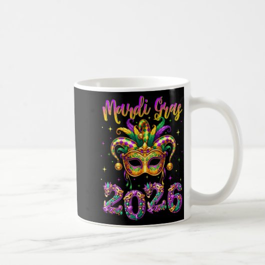 Happy Mardi Gras Carnival 2026 Jester Hat Men Wome Kaffeetasse (Rechts)