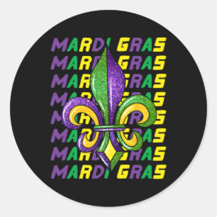 Happy Mardi Gras Carnival Fat Dienstag Lilie Runder Aufkleber