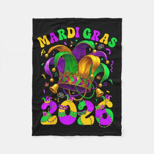 Happy Mardi Gras Carnival Mardi Gras 2026 Jester M Fleecedecke (Vorderseite)