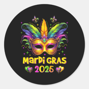 Happy Mardi Gras Carnival Mardi Gras Mask 2025 Jes Runder Aufkleber