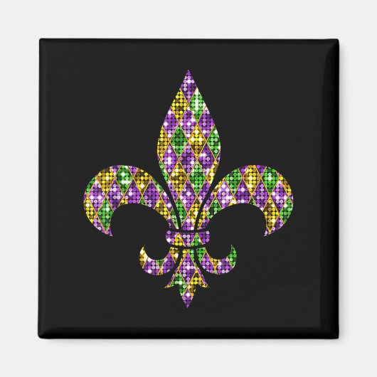 Happy Mardi Gras Carnival New Orleans Fleur De Lis Magnet (Vorne)
