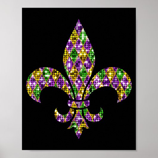 Happy Mardi Gras Carnival New Orleans Fleur De Lis Poster (Vorne)