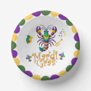 Happy Mardi Gras Crayfish Trompete Pappteller
