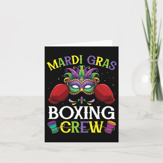 Happy Mardi Gras Day Boxing Crew Masked Player Fan Karte (Vorderseite)