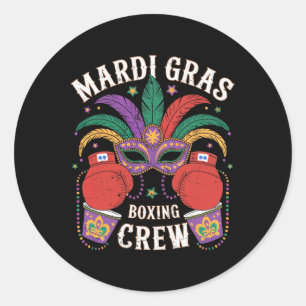 Happy Mardi Gras Day Boxing Crew Masked Player Fan Runder Aufkleber