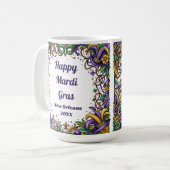 Happy Mardi Gras Feathered & Mask Kaffeetasse (Vorderseite Links)
