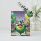 Happy Mardi Gras Fish Postkarte (Stehend Vorderseite)