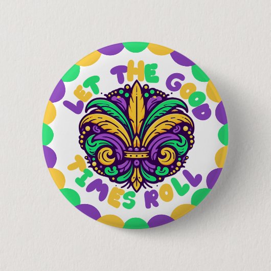 Happy Mardi Gras fleur-de-lis Button (Vorderseite)