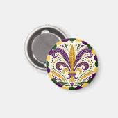 Happy Mardi Gras fleur-de-lis Magnet (Vorderseite/Rückseite)