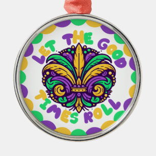 Happy Mardi Gras fleur-de-lis Ornament Aus Metall