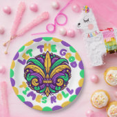 Happy Mardi Gras fleur-de-lis Pappteller (Party)