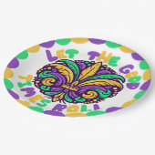 Happy Mardi Gras fleur-de-lis Pappteller (Schrägansicht)