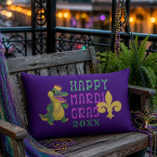 Happy Mardi Gras Gator King Lendenkissen