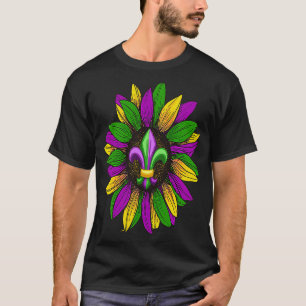 Happy Mardi Gras Hand gezeichnete Sonnenblumen Män T-Shirt