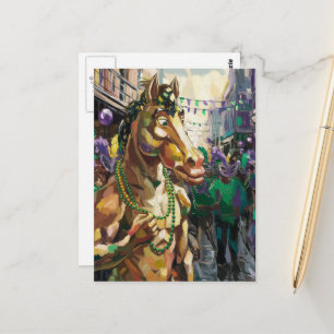 Happy Mardi Gras Horse Postkarte