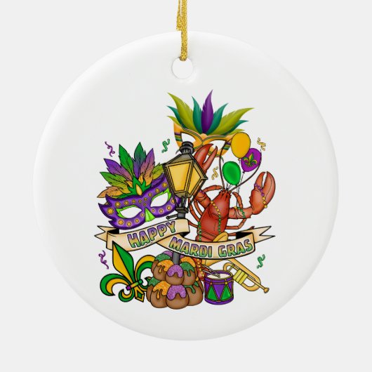 Happy Mardi Gras Keramik Ornament (Hinten)