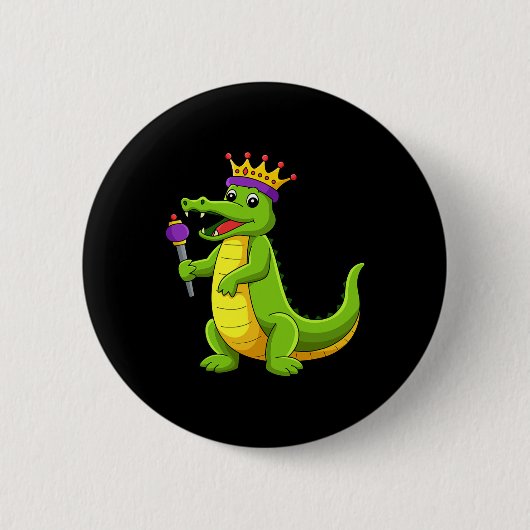 Happy Mardi Gras King Crocodile Funny Mardi Gras K Button (Vorderseite)
