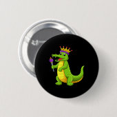 Happy Mardi Gras King Crocodile Funny Mardi Gras K Button (Vorne & Hinten)