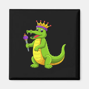 Happy Mardi Gras King Crocodile Funny Mardi Gras K Magnet