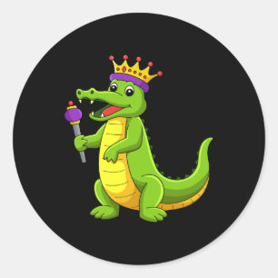 Happy Mardi Gras King Crocodile Funny Mardi Gras K Runder Aufkleber