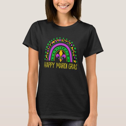Happy Mardi Gras Leopard Rainbow Mardi Gras Carniv T-Shirt (Vorderseite)