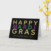 Happy Mardi Gras Lila Green Gold Personalisiert Karte (Gelbe Blume)