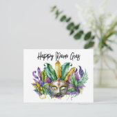 Happy Mardi Gras Maske Postkarte (Stehend Vorderseite)