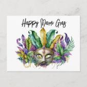 Happy Mardi Gras Maske Postkarte (Vorderseite)