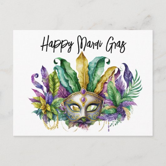 Happy Mardi Gras Maske Postkarte (Vorderseite)