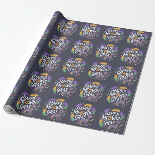 Happy Mardi gras Meowdi Geschenkpapier (Ungerollt)