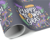 Happy Mardi gras Meowdi Geschenkpapier (Rolleneckpunkt)