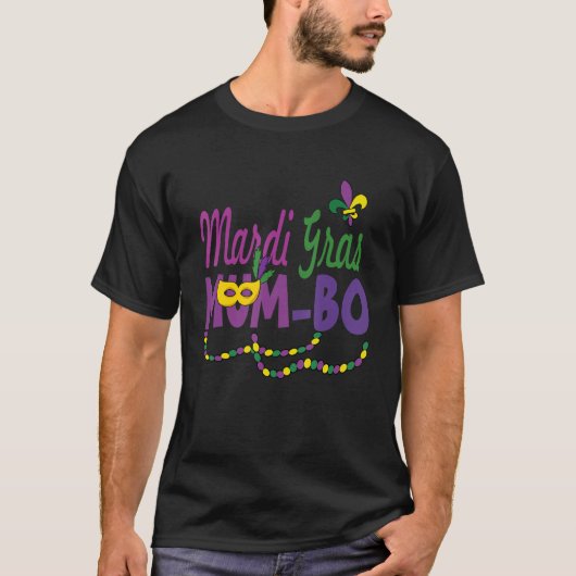 Happy Mardi Gras Mum Bo Funny Karneval Maske Beade T-Shirt (Vorderseite)