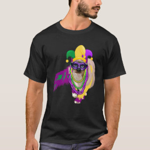 Happy Mardi Gras Niedlich Cat Wearing Beads Jester T-Shirt