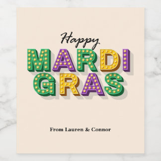 Happy Mardi Gras Personalisiert Wine Labels Weinetikett