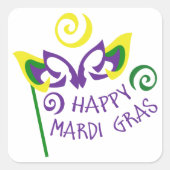Happy Mardi Gras Quadratischer Aufkleber (Vorderseite)