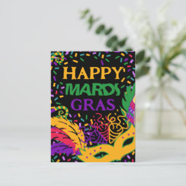 Happy Mardi Gras schwarze Postkarte