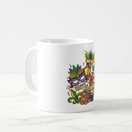 Happy Mardi Gras Tasse (Vorderseite Links)