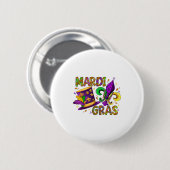 Happy Mardi Gras Top Hat Carnival New Orleans Fleu Button (Vorne & Hinten)