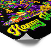 Happy Mardi Gras Tree Beads Mask Carnival New Orle Poster (Ecke)
