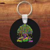 Happy Mardi Gras Tree Beads Mask Carnival New Orle Schlüsselanhänger (Vorderseite)