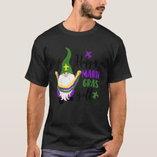 Happy Mardi Gras Yall Gnome Mardi Gras 2023 Beads T-Shirt