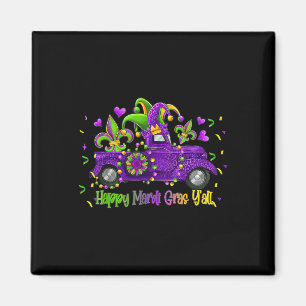 Happy Mardi Gras Y'all Truck Leopard Mardi Gras Bo Magnet
