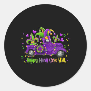 Happy Mardi Gras Y'all Truck Leopard Mardi Gras Bo Runder Aufkleber