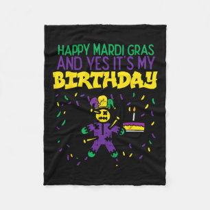 Happy Mardi Gras Yes My Birthday Bday Party Men Wo Fleecedecke