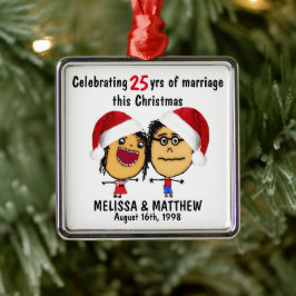 Happy Marriage Christmas Cartoon Ornament Aus Metall