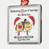 Happy Marriage Christmas Cartoon Ornament Aus Metall (Links)