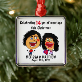 Happy Marriage Christmas Cartoon Ornament Aus Metall