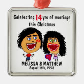 Happy Marriage Christmas Cartoon Ornament Aus Metall (Vorne)