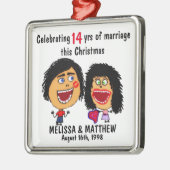 Happy Marriage Christmas Cartoon Ornament Aus Metall (Links)